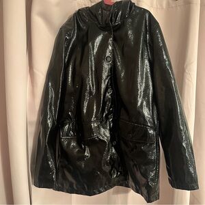 Zara waterproof shine/gloss metal button up jacket